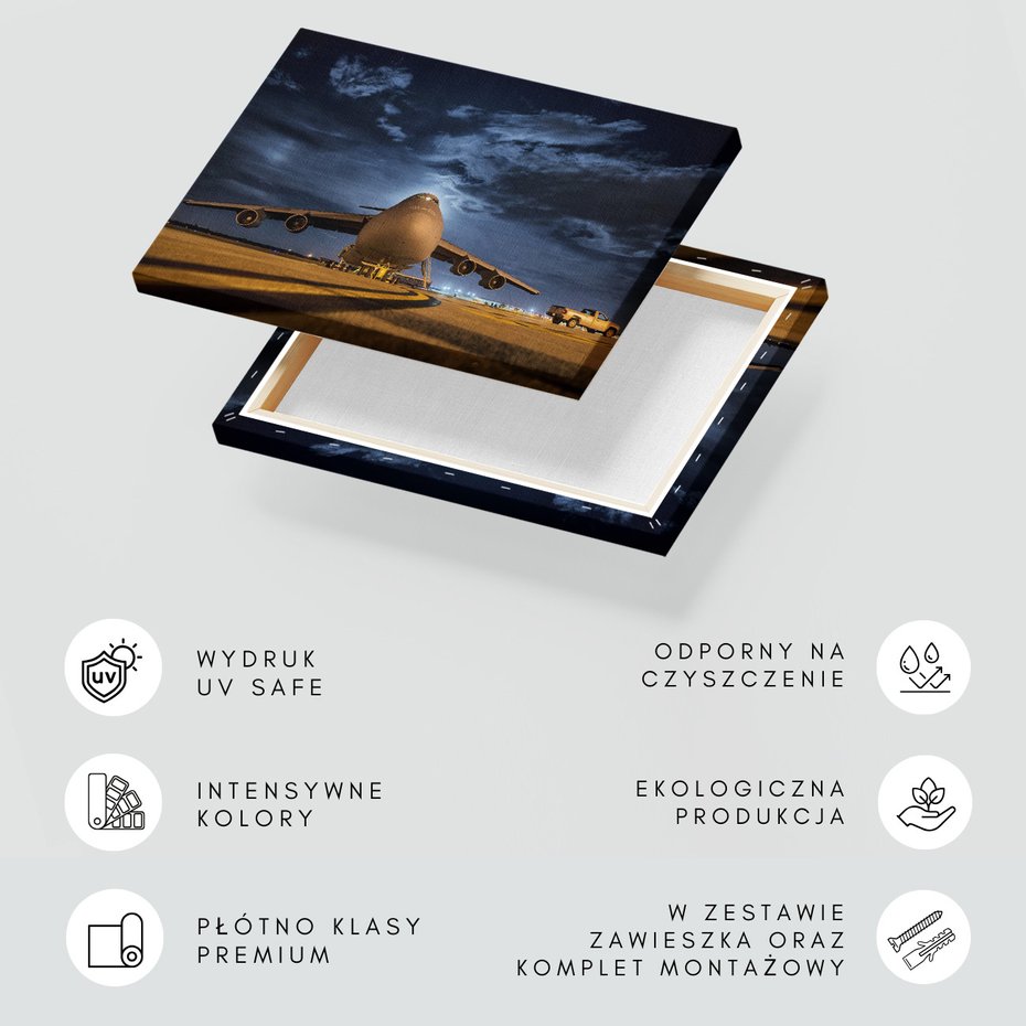 Obraz na płótnie - samolot, transport, noc
