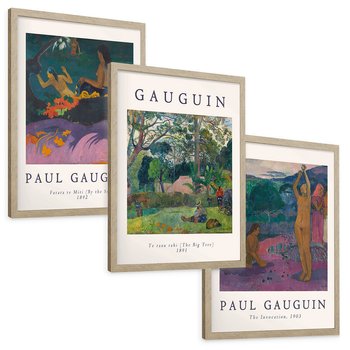 Zestaw obrazy w ramie, plakaty - Paul Gauguin,obrazy,tropyczne - rama drewno