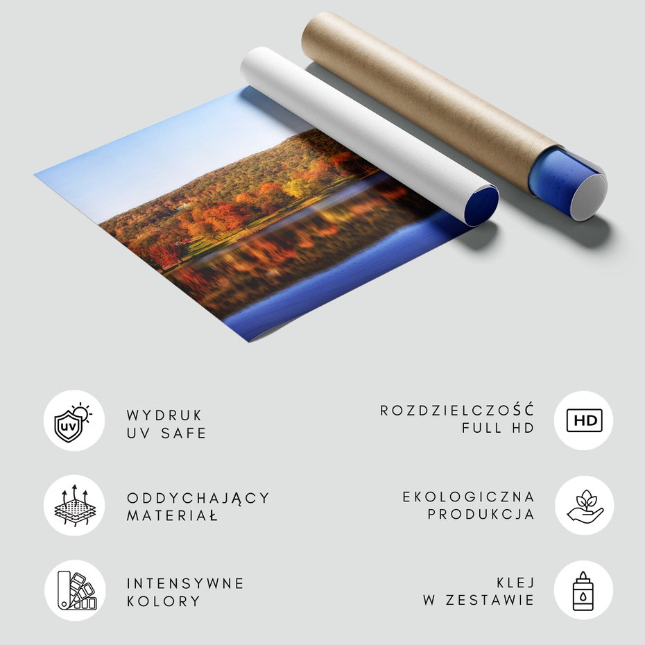 Fototapeta - jezioro, las, jesień