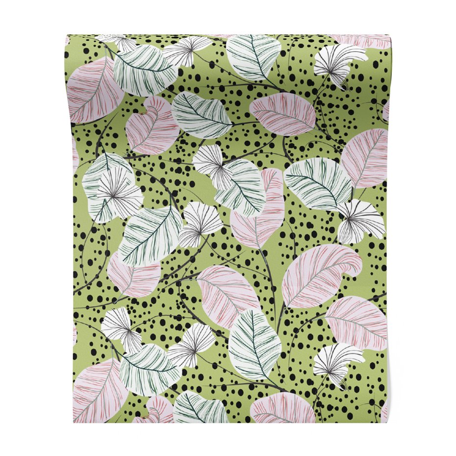 Tapeta - liście, kropki, gałązki