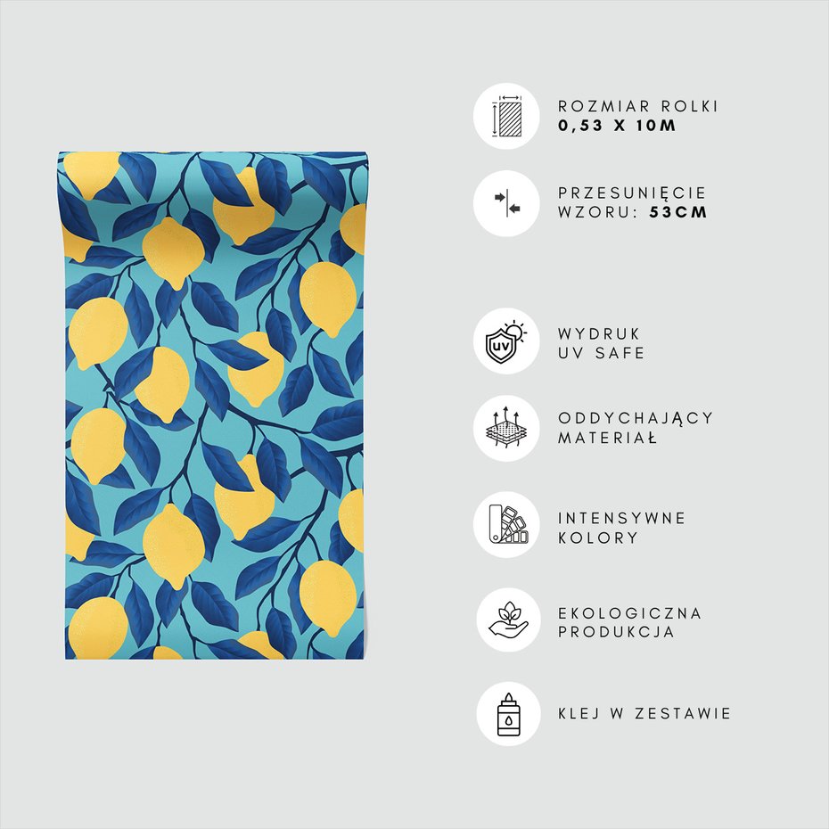 Tapeta - owoce, liście, cytryny