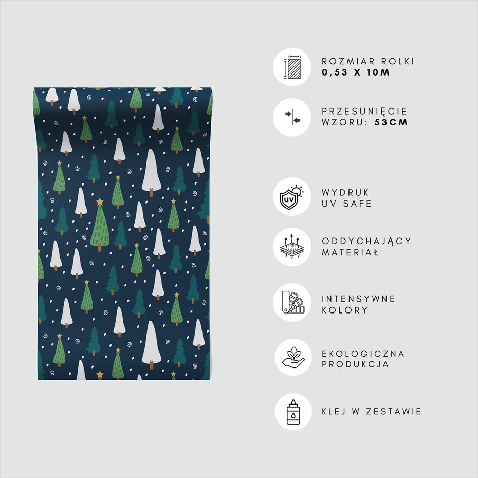 Tapeta - dziecięca, choinki, śnieg,