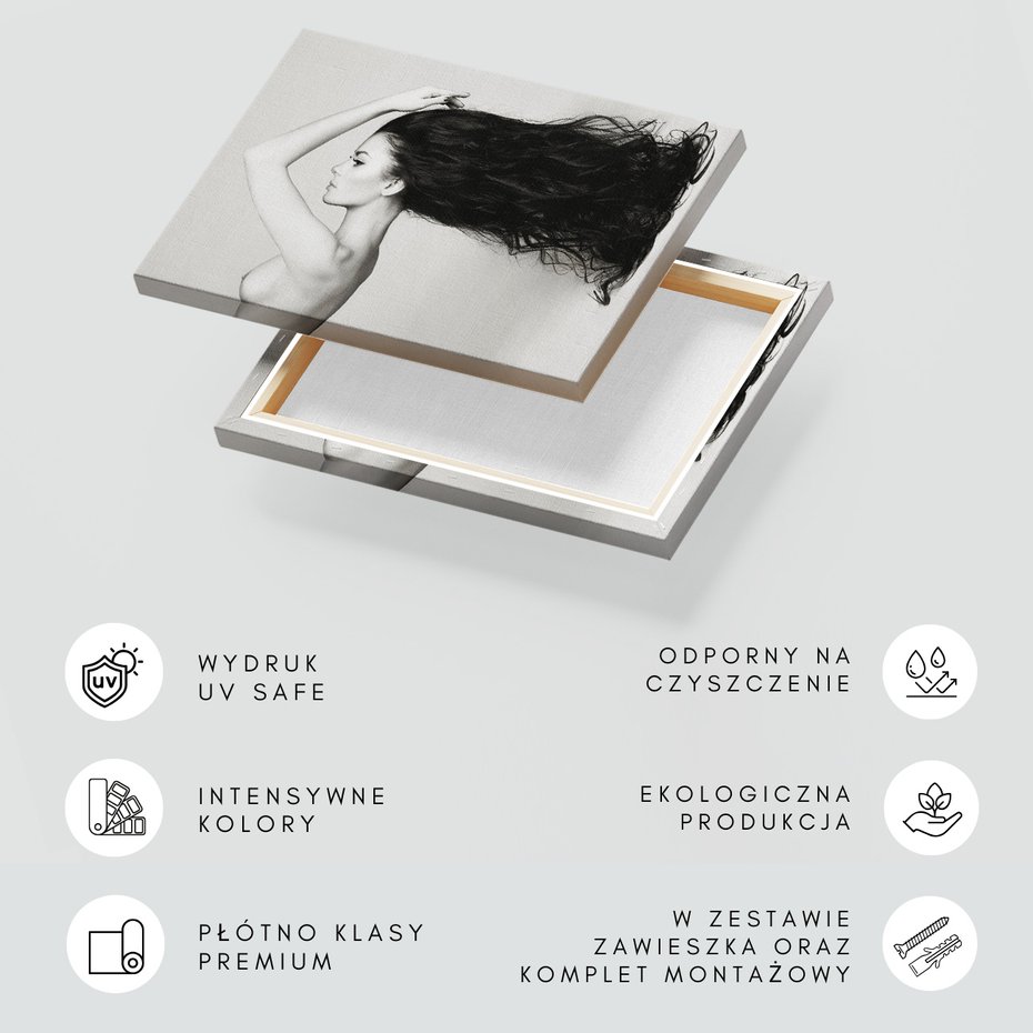 Obraz na płótnie - kobieta, włosy, naga