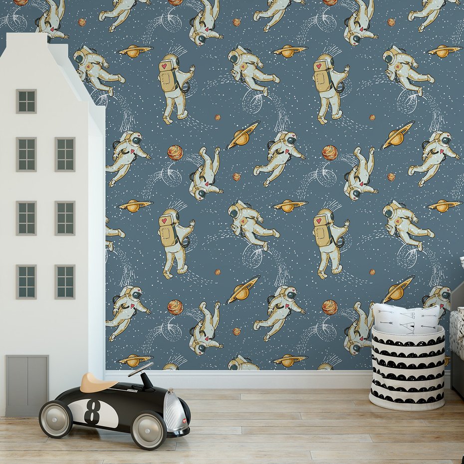 Tapeta - dziecięca, astronauci, planety,