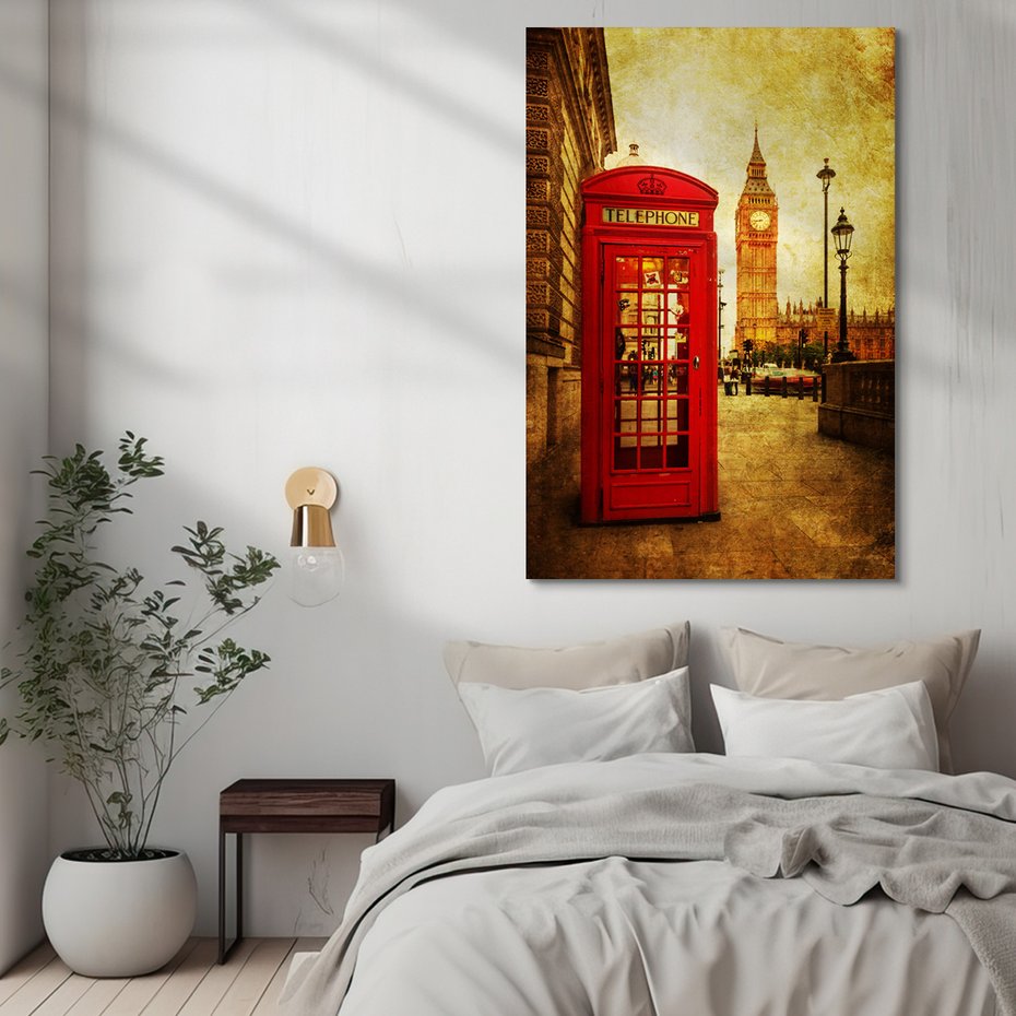 Obraz na płótnie - Londyn, budka telefoniczna, Big Ben