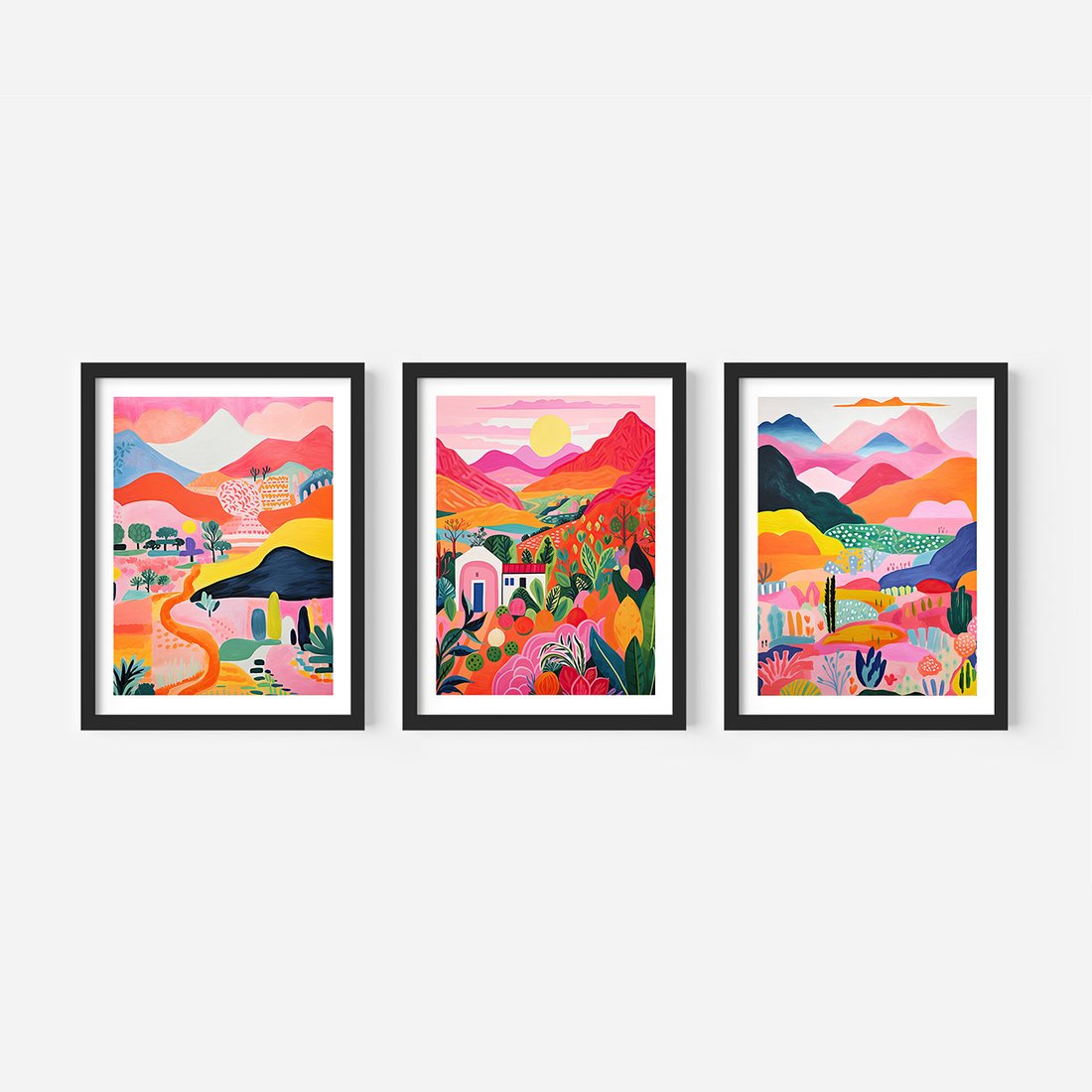 Zestaw obrazy w ramie, plakaty - góry, krajobraz, natura - rama czarna