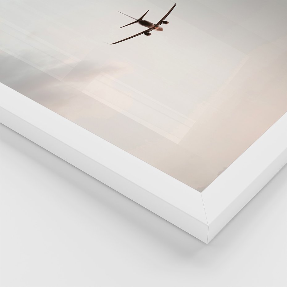 Zestaw obrazy w ramie, plakaty - podróż, samolot, mapa - rama biała