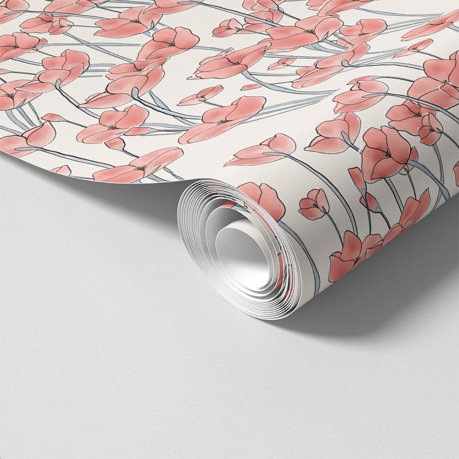 Tapeta - kwiaty, łodygi, wzór