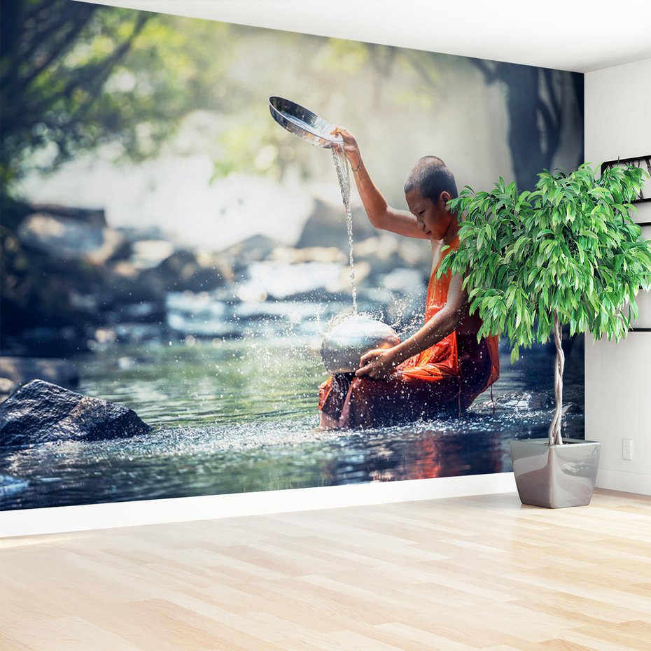 Fototapeta - mnich, woda, las