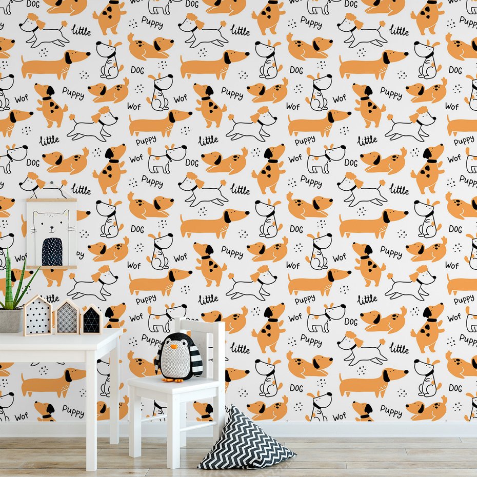 Tapeta - dziecięca, psy, szczeniak,