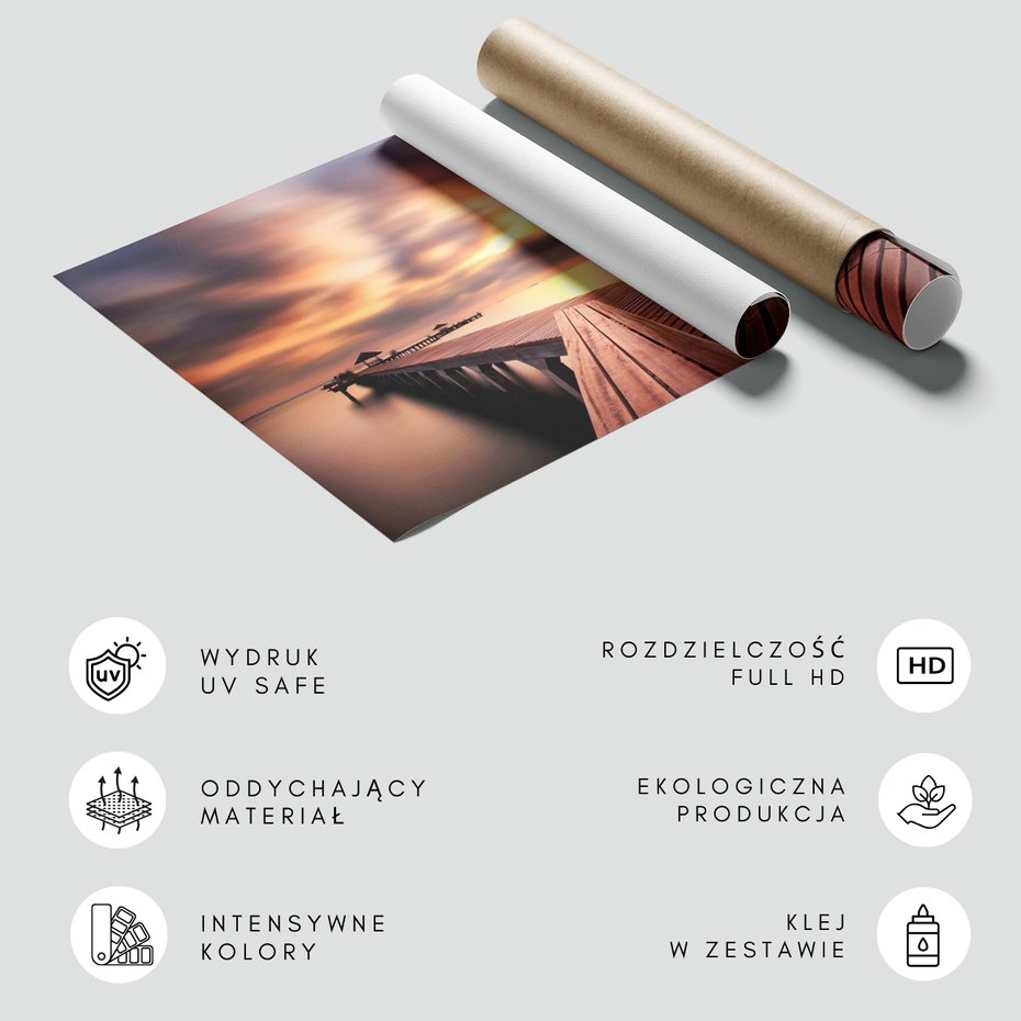 Fototapeta - morze, molo, zachód słońca