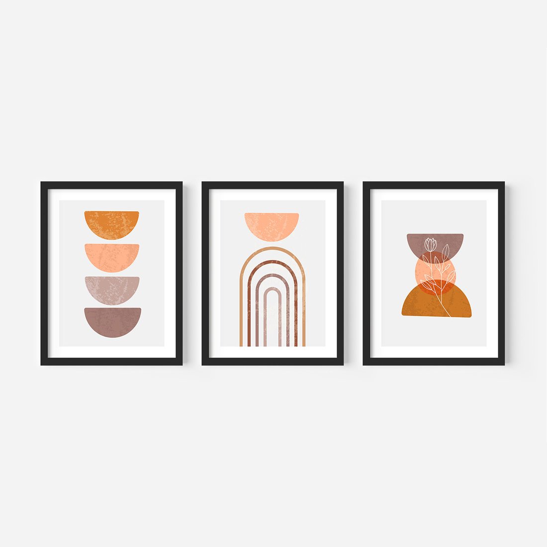 Zestaw obrazy w ramie, plakaty - abstrakcja, boho, minimalizm - rama czarna