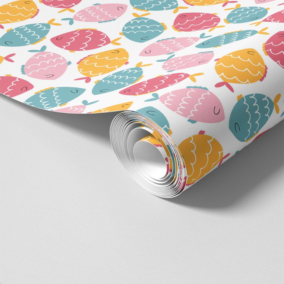 Tapeta - dziecięca, ryby, wzór, tło