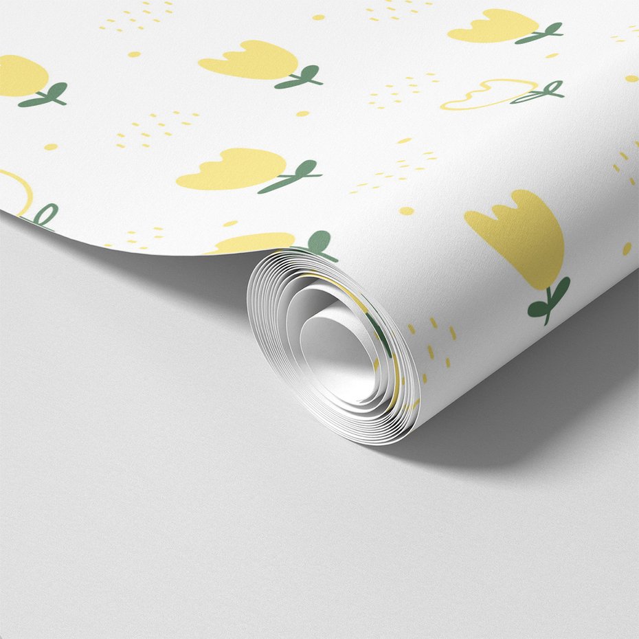 Tapeta - kwiaty, kropki, ilustracja