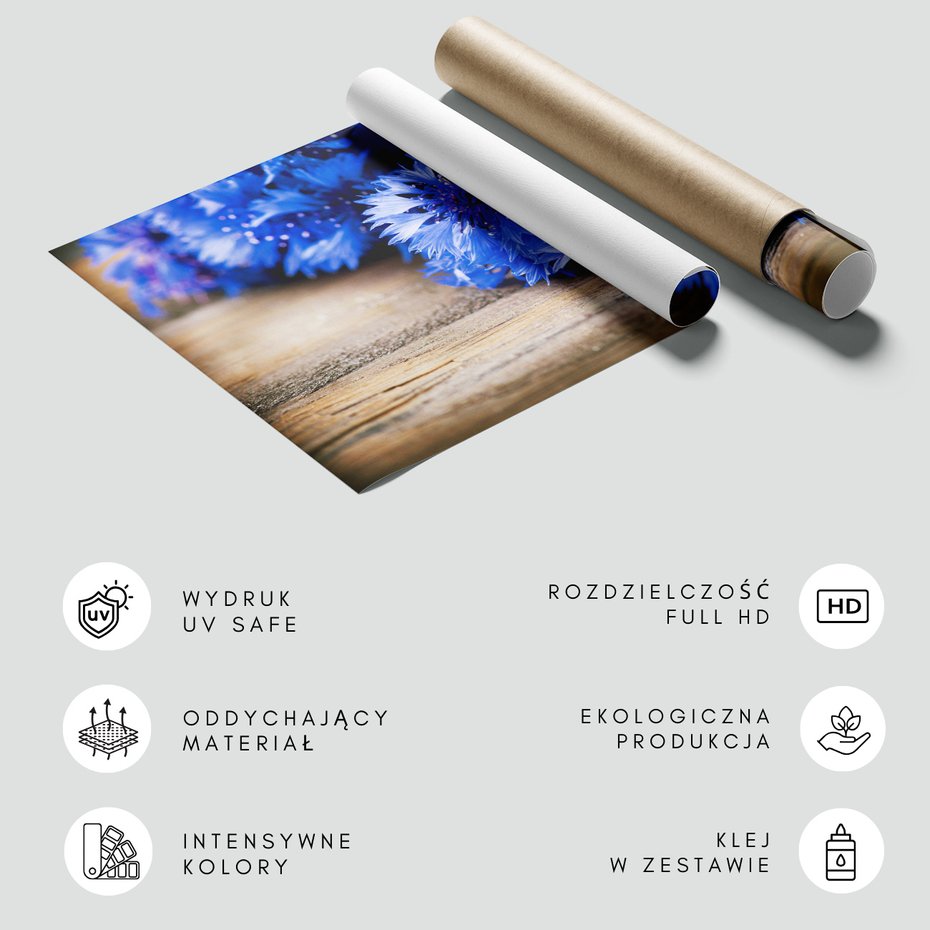 Fototapeta - kwiaty, drewno, niebieski