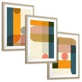 Zestaw obrazy w ramie, plakaty - geometryczne, abstrakcja, minimalizm - rama drewno