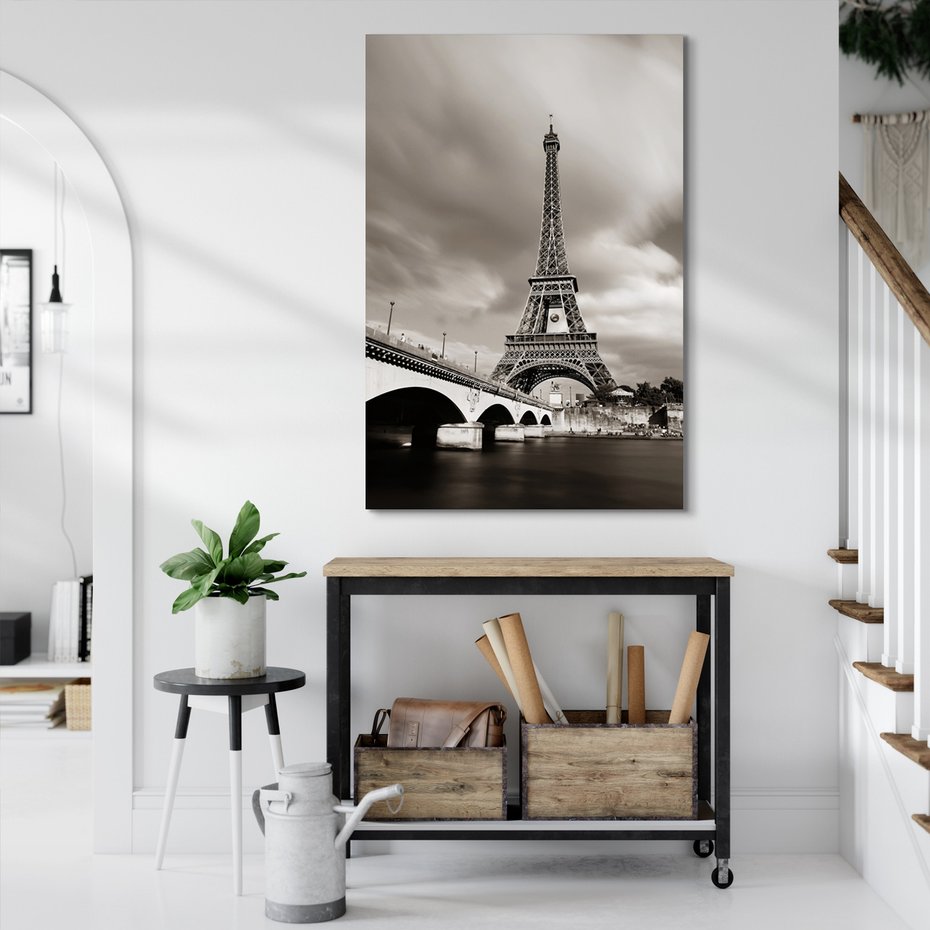 Obraz na płótnie - Paryż, Wieża Eiffla, most