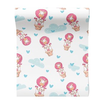 Tapeta - dziecięca, żyrafa, balon, chmura