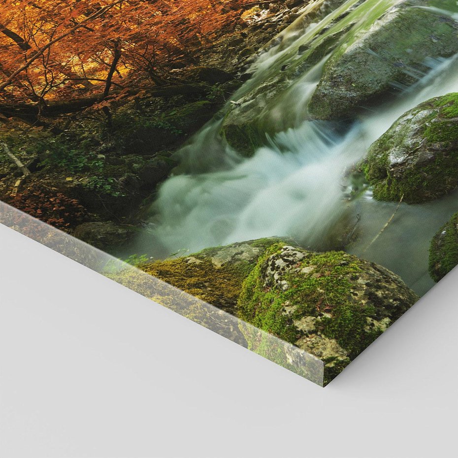 Obraz na płótnie - las, wodospad, jesień