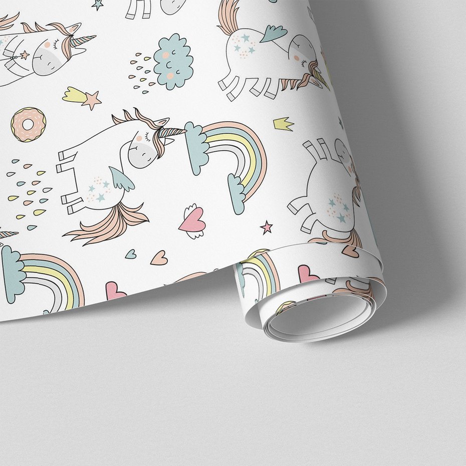 Tapeta - dziecięca, jednorożec, tęcza, chmura