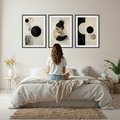 Zestaw obrazy w ramie, plakaty - abstrakcja,portret,geometria - rama czarna