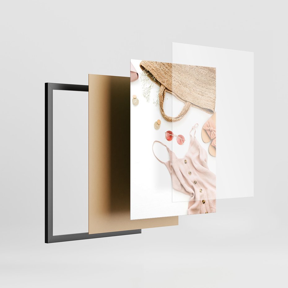 Zestaw obrazy w ramie, plakaty - moda, lato, akcesoria - rama czarna
