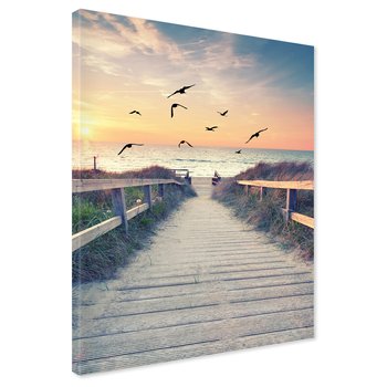Obraz na płótnie - plaża, morze, ptaki