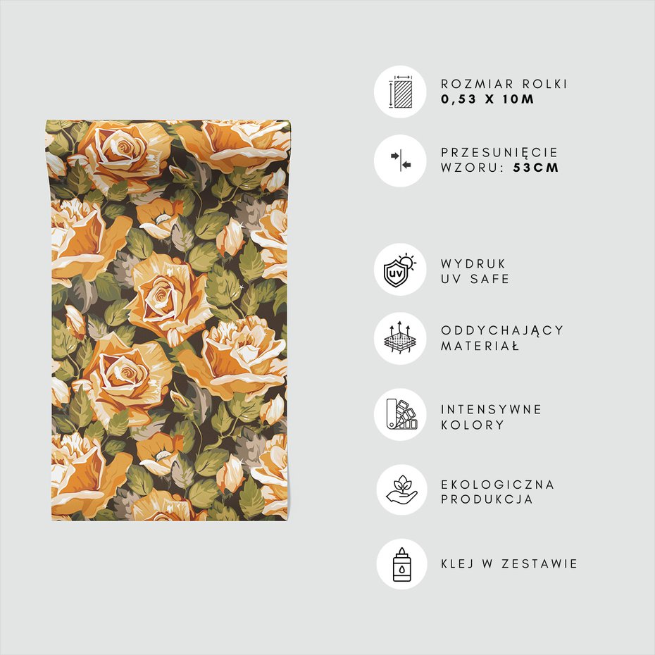 Tapeta - róże, liście, kompozycja