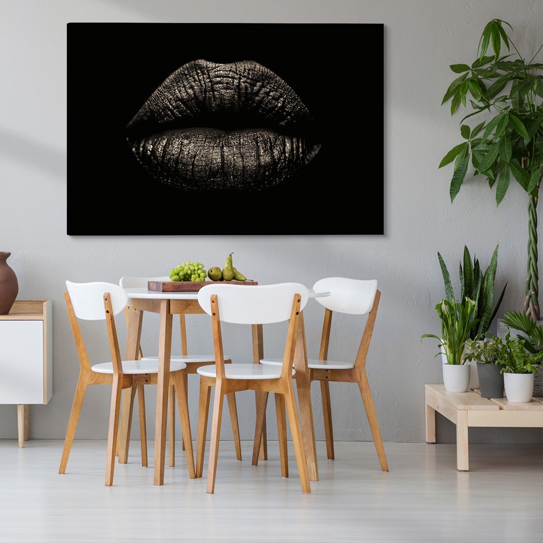 Obraz na płótnie - usta, czarne, błyszczące