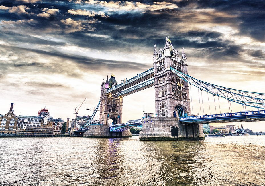 Fototapeta - most, miasto, rzeka