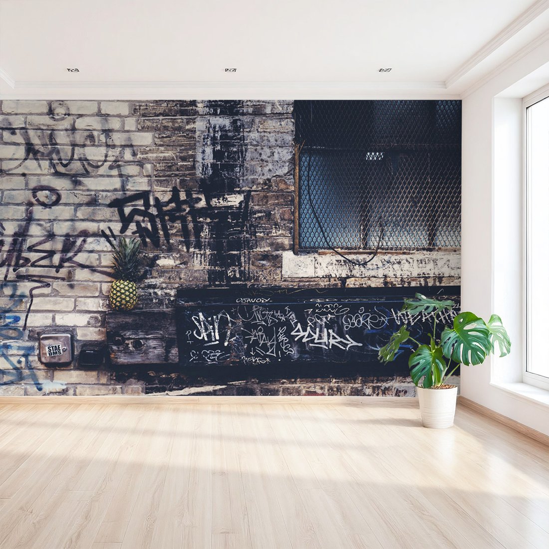 Fototapeta - graffiti, ściana, ananas