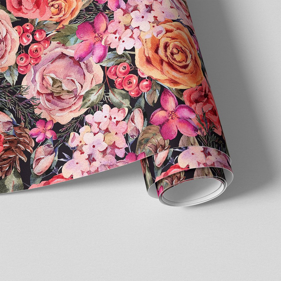 Tapeta - róże, kwiaty, szyszki