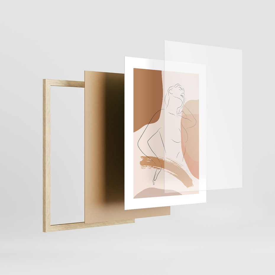 Zestaw obrazy w ramie, plakaty - kobieta, abstrakcja, ciało - rama drewno