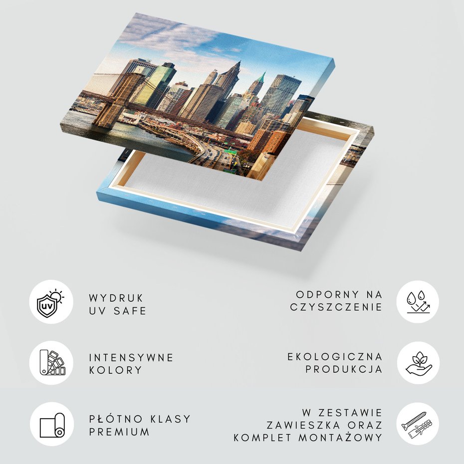 Obraz na płótnie - miasto, most, budynki