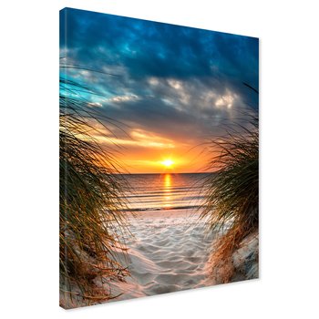 Obraz na płótnie - zachód słońca, plaża, morze