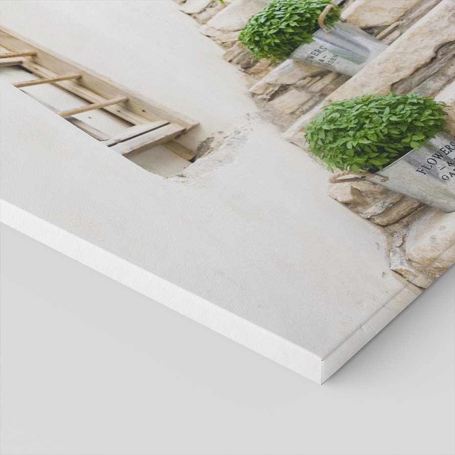 Obraz na płótnie - schody, kwiaty, doniczki