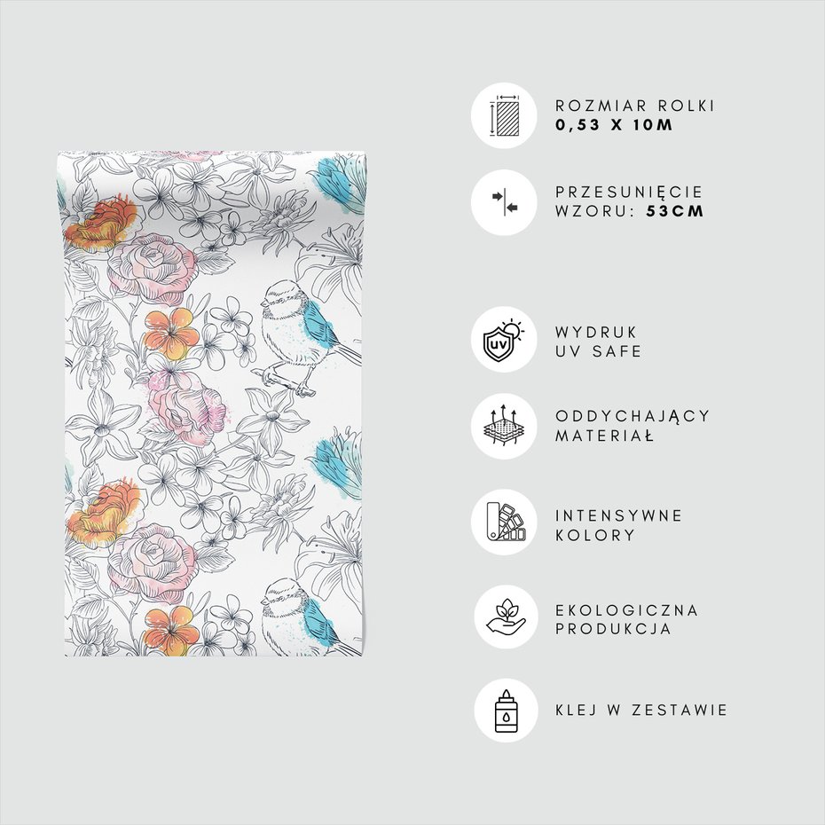 Tapeta - kwiaty, ptak, natura