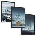 Zestaw obrazy w ramie, plakaty - góry, śnieg, woda - rama czarna
