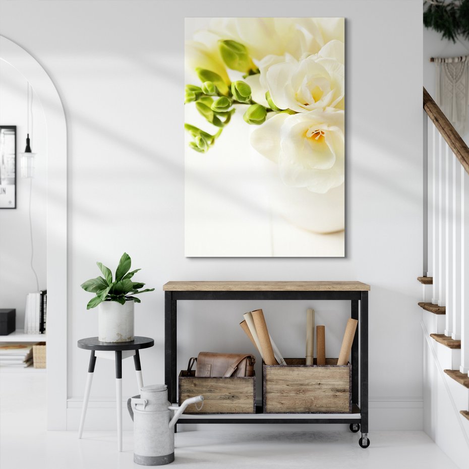 Obraz na płótnie - kwiaty, frezje, białe