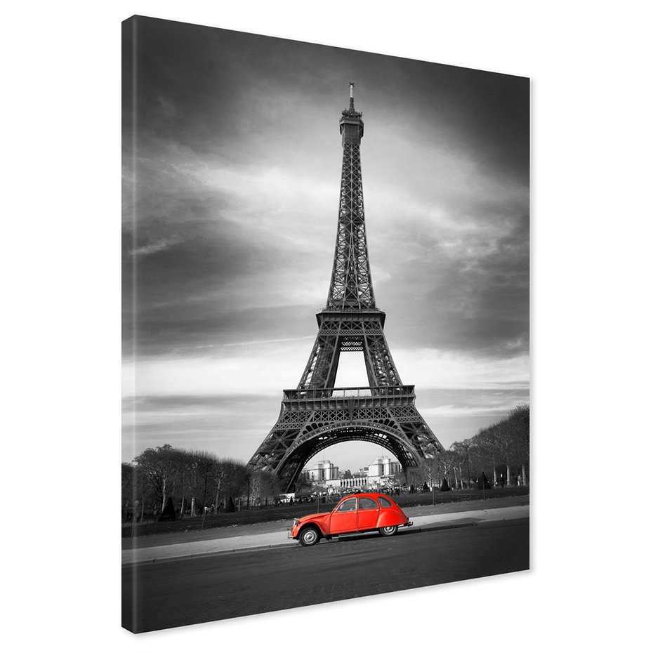 Obraz na płótnie - Paryż, Wieża Eiffla, Samochód