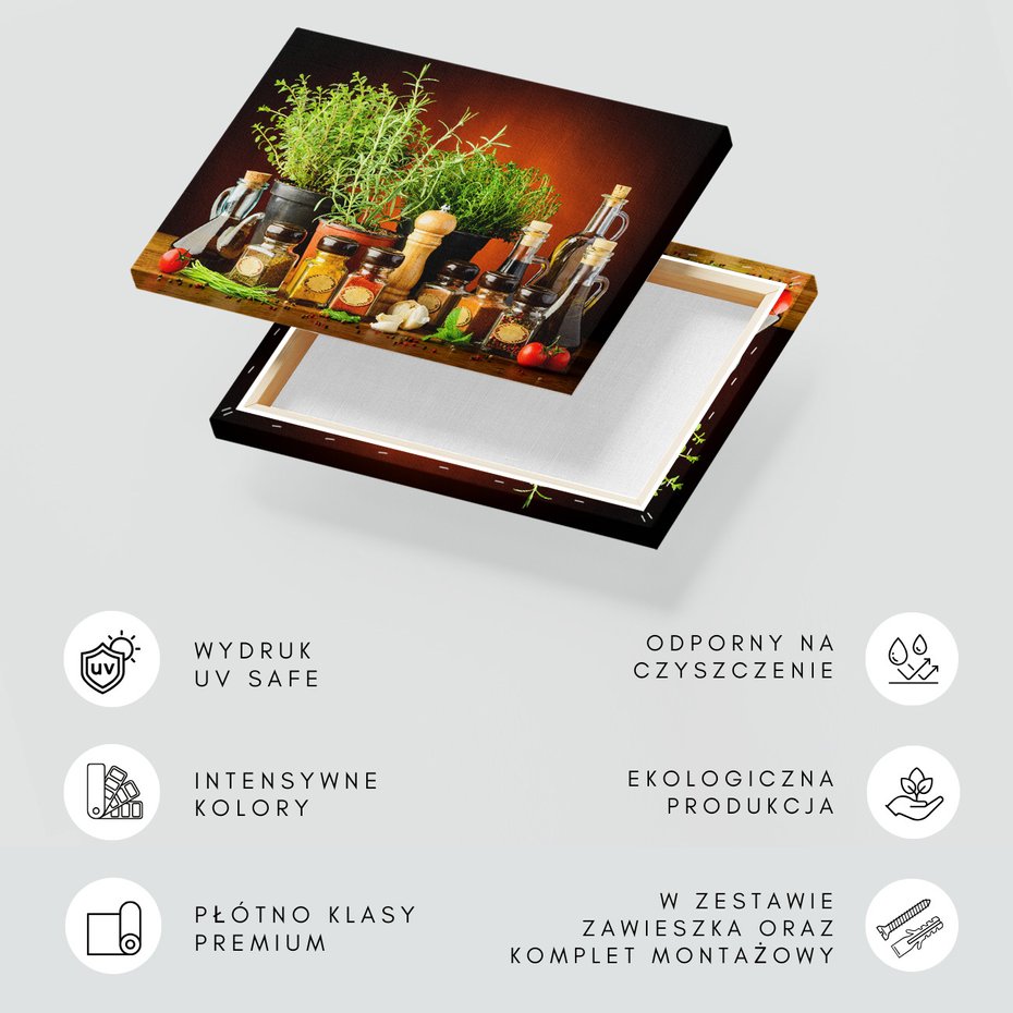 Obraz na płótnie - zioła, przyprawy, kuchnia