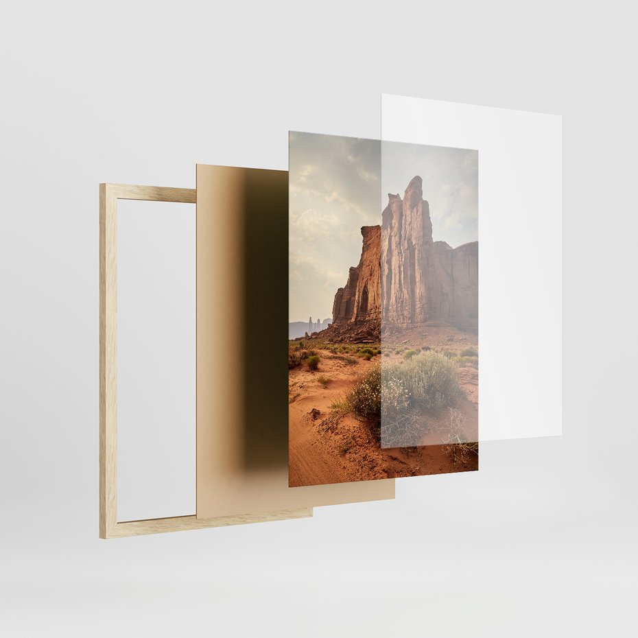 Zestaw obrazy w ramie, plakaty - skały, pustynia, erozja - rama drewno