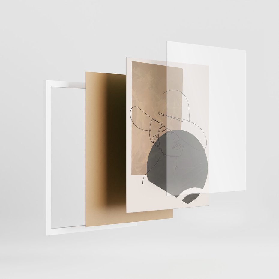 Zestaw obrazy w ramie, plakaty - kobieta, portret, abstrakcja - rama biała