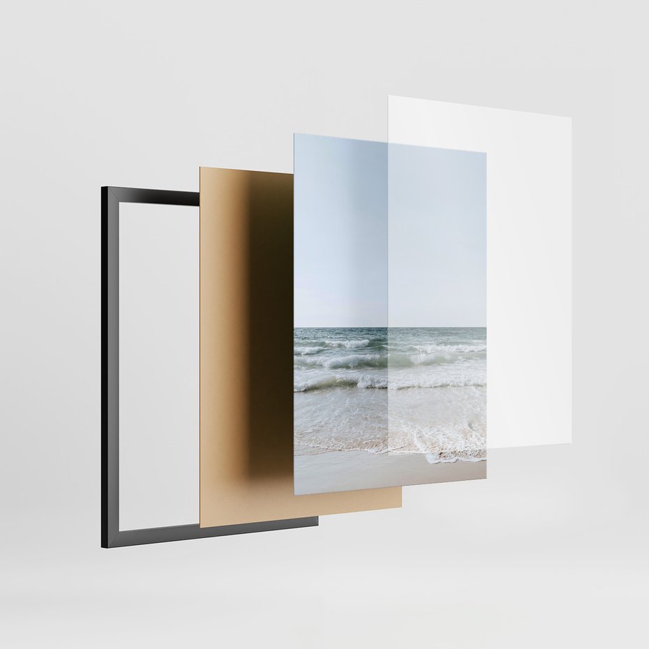 Zestaw obrazy w ramie, plakaty - plaża,palmy,morze - rama czarna