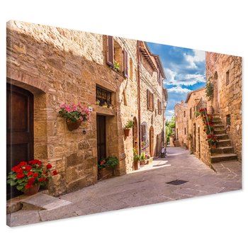 Obraz na płótnie - uliczka, kwiaty, budynki