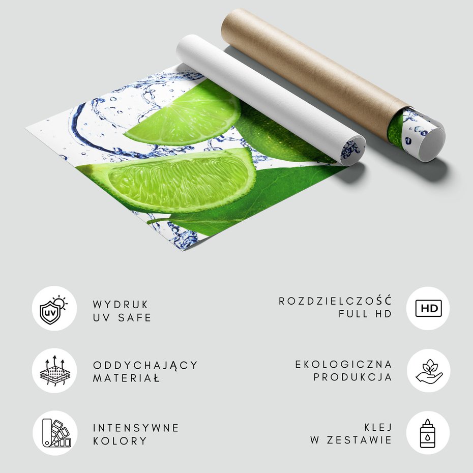 Fototapeta - limonka, owoce, woda