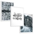 Zestaw obrazy w ramie, plakaty - zima, śnieg, las - rama biała
