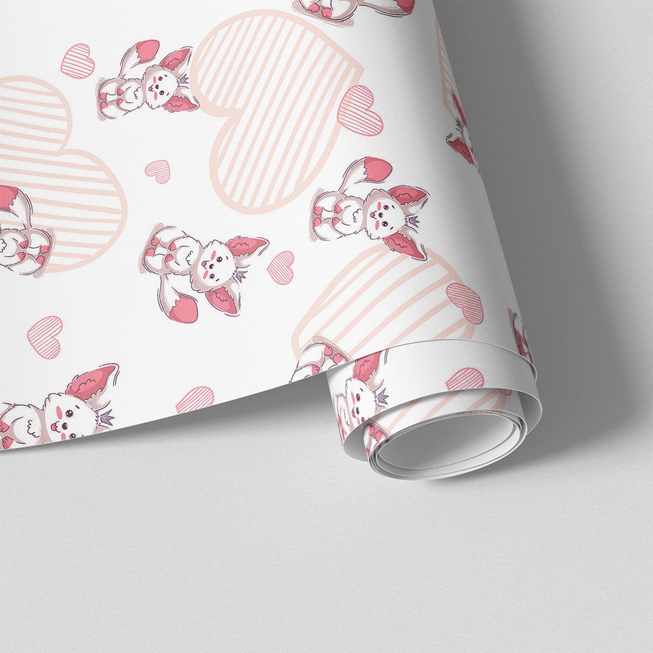 Tapeta - dziecięca, liski, serca