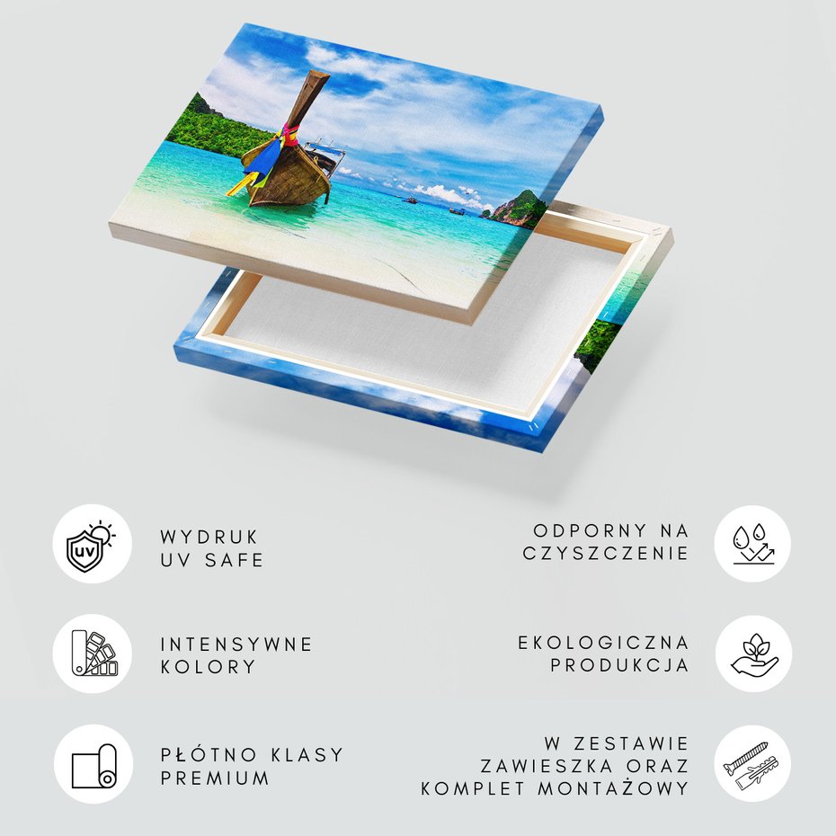 Obraz na płótnie - plaża, łódź, morze