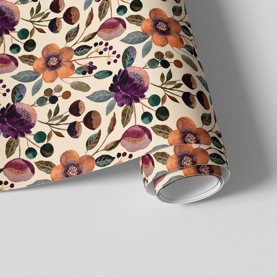 Tapeta - kwiaty, liście, gałązki